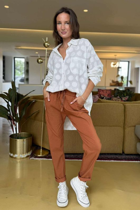 Made in Italy Luxury Smooth Magic Trouser Rust 